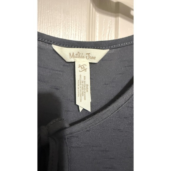 Matilda Jane Charcoal Gray Tie Neck 3/4 Sleeve Maxi Dress Women's Size M - Picture 4 of 5